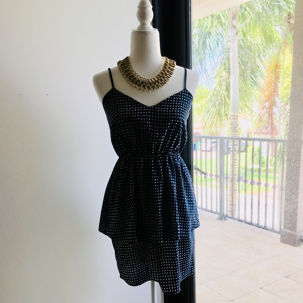 Navy and Beige spotted dress